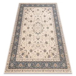 NAIN Ornament wool rug, frame 7179/51643 beige / blue