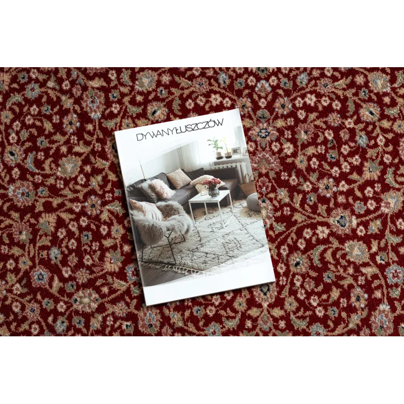 NAIN Ornament Wool Rug Burgundy Beige Frame