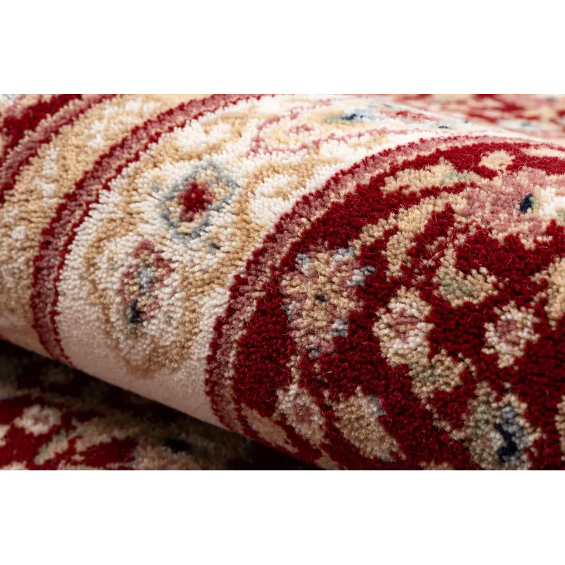 NAIN Ornament Wool Rug Burgundy Beige Frame