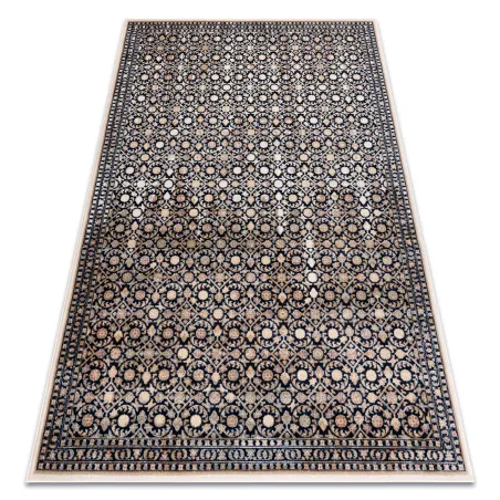 NAIN Ornament Wool Rug Navy Blue Beige