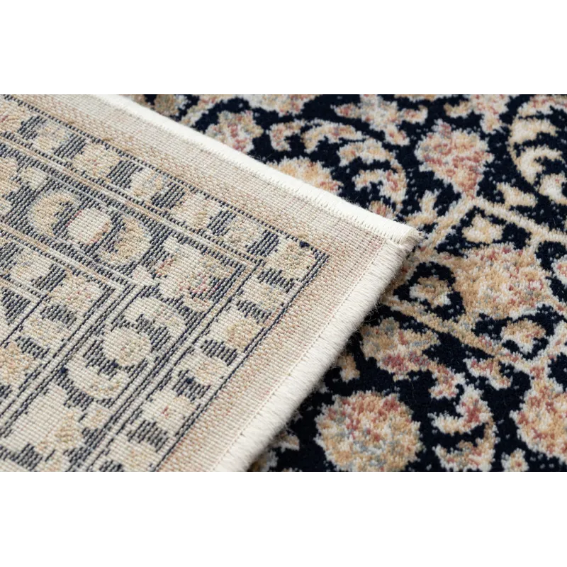NAIN Ornament Wool Rug Navy Blue Beige