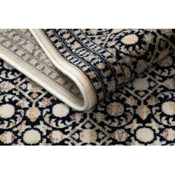 NAIN Ornament Wool Rug Navy Blue Beige