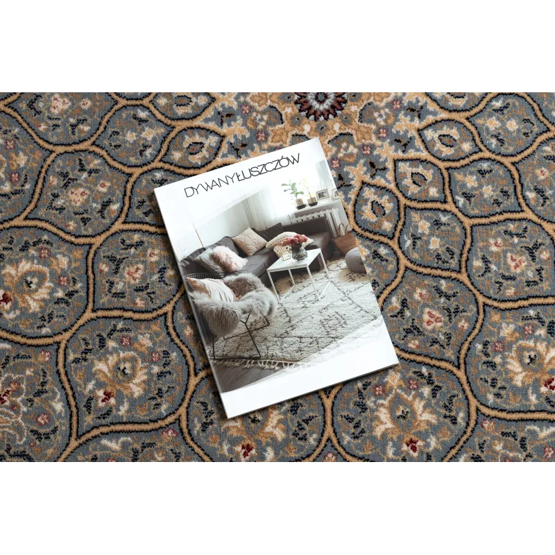 NAIN Rosette Frame Wool Rug Blue/Beige