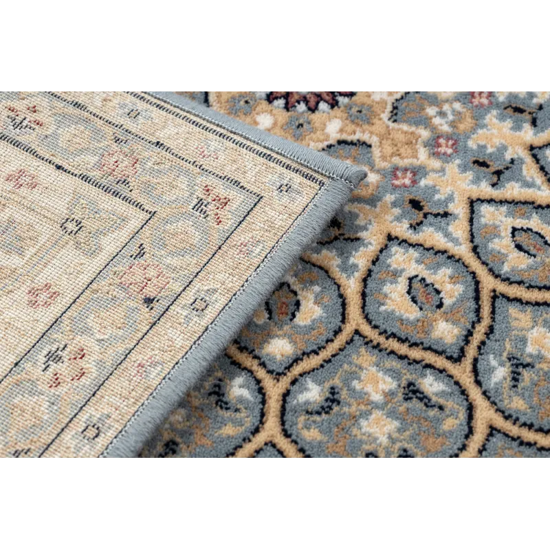 NAIN Rosette Frame Wool Rug Blue/Beige