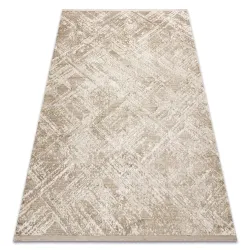 DUKE 51541 beige geometric rug, soft texture, modern carpet for living room