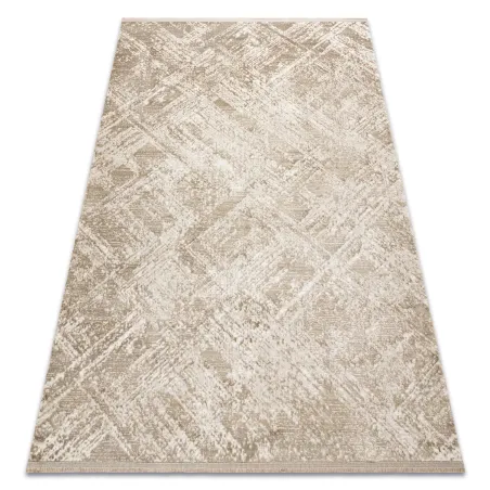 DUKE 51541 beige geometric rug, soft texture, modern carpet for living room
