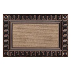 Brown Greek Key Doormat BH 206, non-slip for indoor and outdoor use