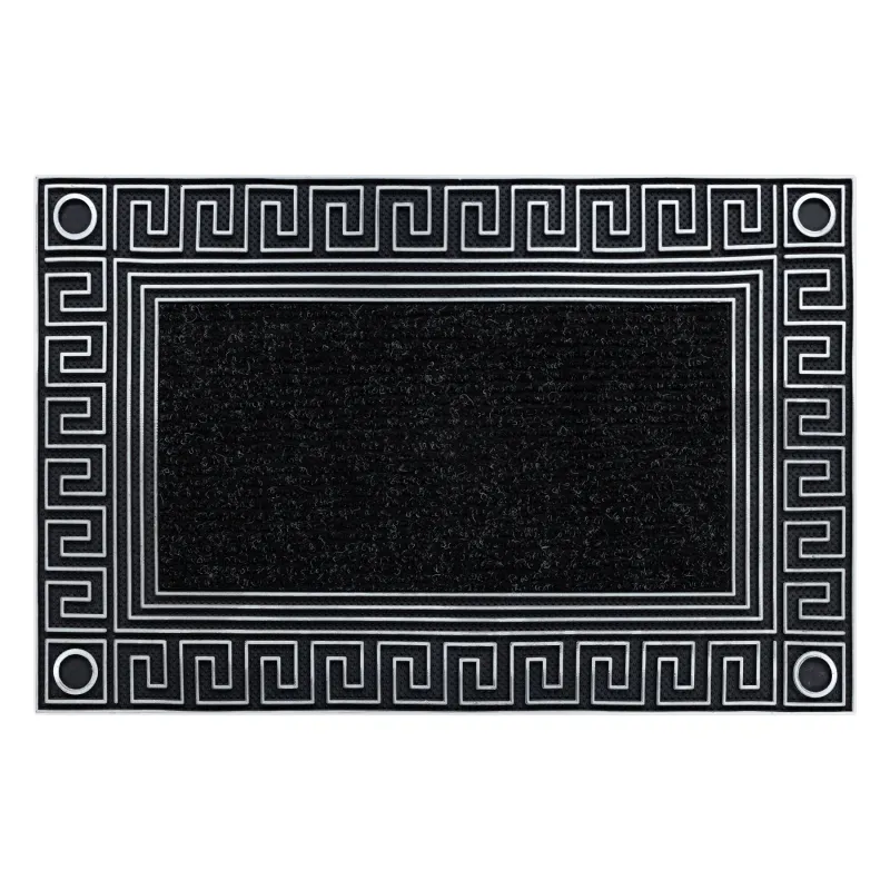 BH 206 Greek Key doormat, non-slip, rubber - silver