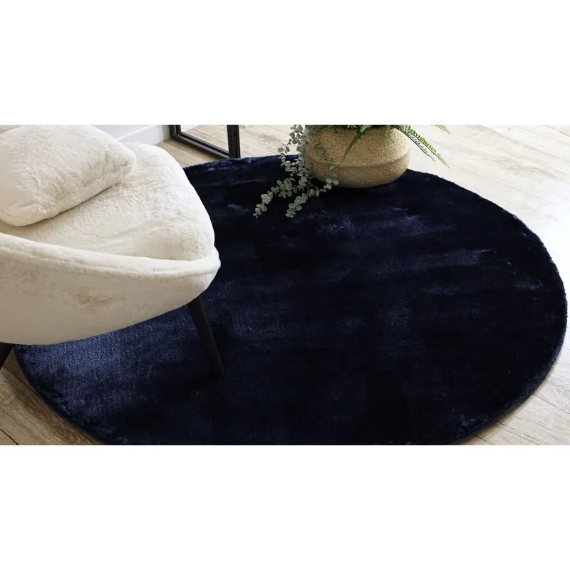 Navy round VISCO rug, soft and stylish for contemporary spaces