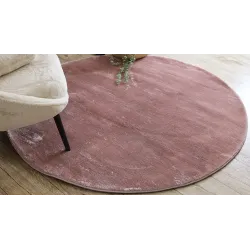 Modern pink VISCO rug, round shape, stylish and soft