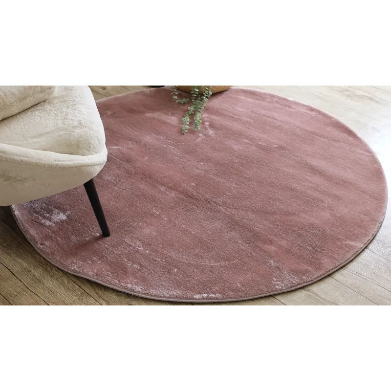 Modern pink VISCO rug, round shape, stylish and soft