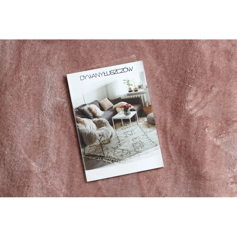 Soft VISCO rug with rabbit fur imitation, pink, modern style