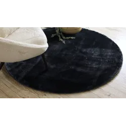 Dark grey VISCO rug in modern style, round shape