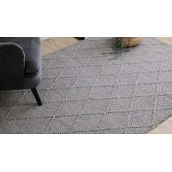 TAHAR Handwoven Wool Rug Grey