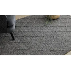 TAHAR Handwoven Wool Rug Anthracite