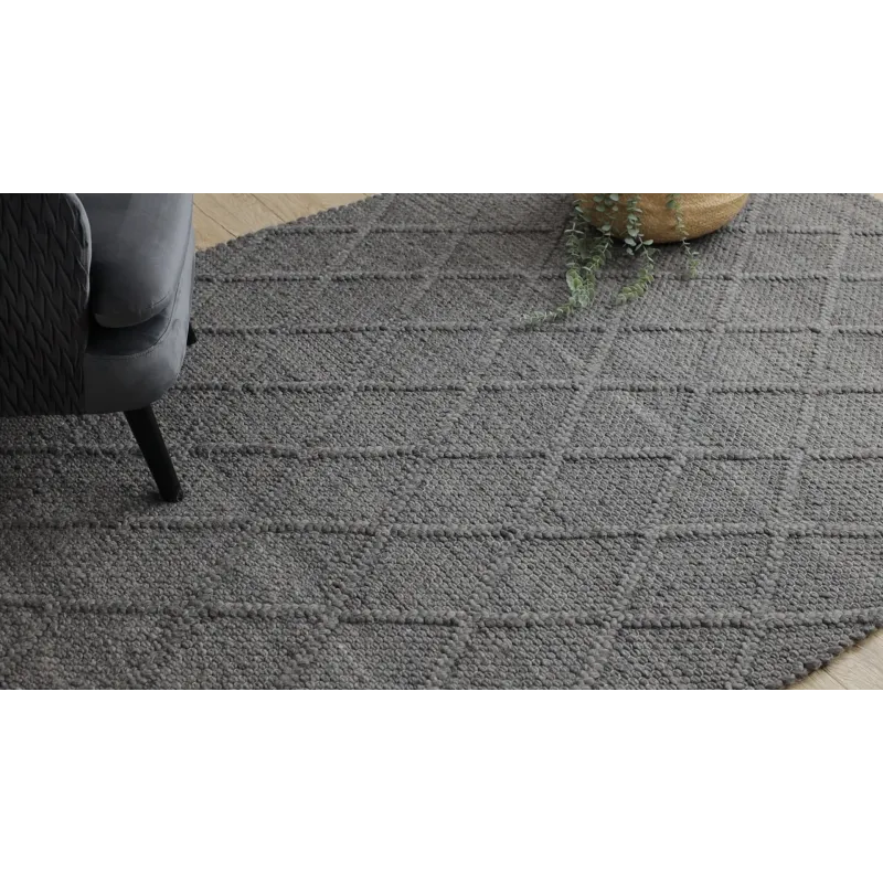 TAHAR Handwoven Wool Rug Anthracite