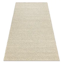 TAHAR 99005B Wool Rug Cream / Gray - HAND-WOVEN Loop Pile, Solid