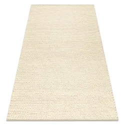 Wool rug TAHAR 99004B cream - HAND-WOVEN looped, solid