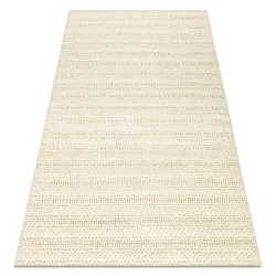 Wool rug TAHAR 99002B cream - HAND-WOVEN looped, Lines