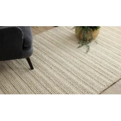 TAHAR 99002B Wool Rug Cream Lines