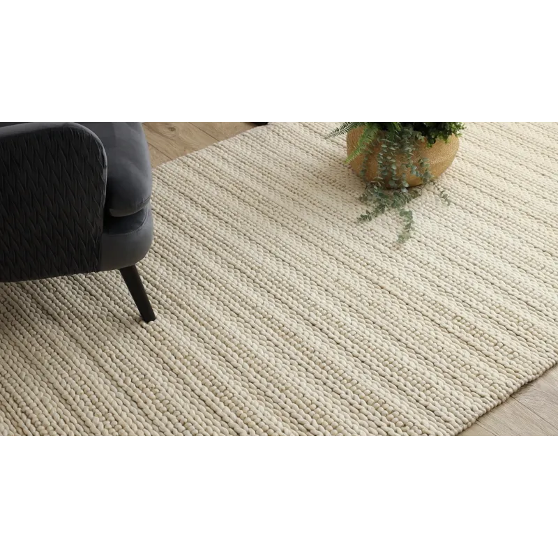 TAHAR 99002B Wool Rug Cream Lines