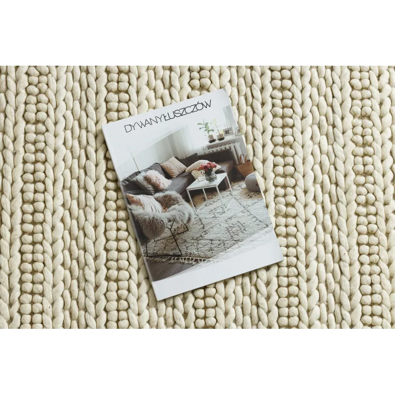 TAHAR 99002B Wool Rug Cream Lines