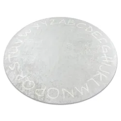 Washable rug ANDRE 2394 round, Alphabet non-slip gray - 2ND GRADE