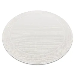 TIMO 5979 round SISAL STRING outdoor white border rug - 2ND GRADE