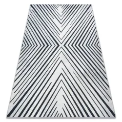 Washable rug ANDRE 2381 Stripes, geometric non-slip gray / black - 2ND GRADE