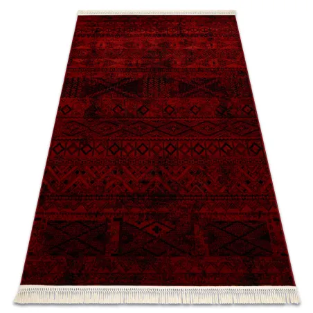 ORIENT 4722 burgundy rug with fringes, classic design for elegant interiors