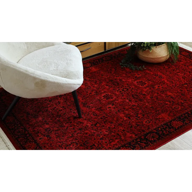 ORIENT 5125 Burgundy and Black Rug, stylish classic carpet for any room