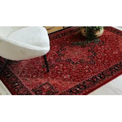 ORIENT Y307 rug in burgundy and black with classic patterns