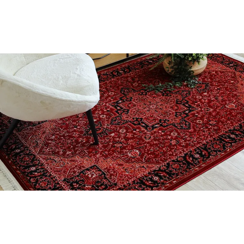 ORIENT Y307 rug in burgundy and black with classic patterns