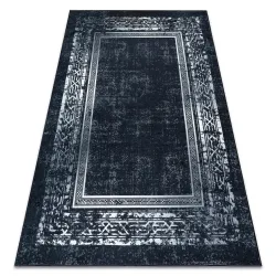 Washable ANDRE 1010 Frame Rug, vintage anti-slip - black / white