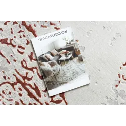 Stylish rug in white and pink shades, modern design
