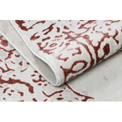 Perfect for the living room, rug with white and pink patterns, modern style