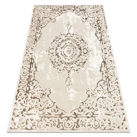 Glamorous cream and gold modern rug with a structured design