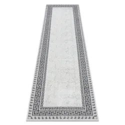 ALLURE 1960 Greek Key Runner Rug in stylish white and grey, modern design