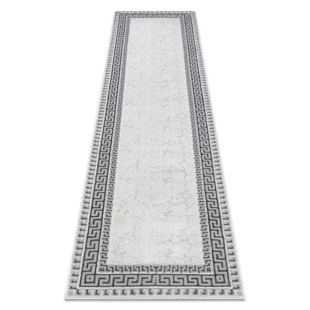 ALLURE 1960 Greek Key Runner Rug in stylish white and grey, modern design