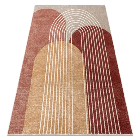 FUSION 0810 geometric rug in beige and terracotta, modern design