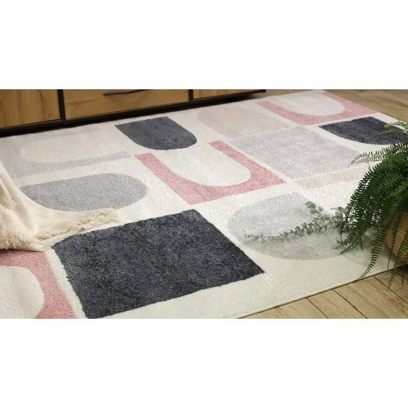 Modern FUSION 0213 rug in shades of white and pink, stylish