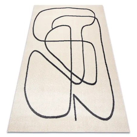FUSION 8297 cream and dark gray modern rug with abstract lines