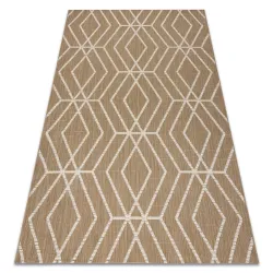 Geometric Sisal Flat Rug Natural Beige