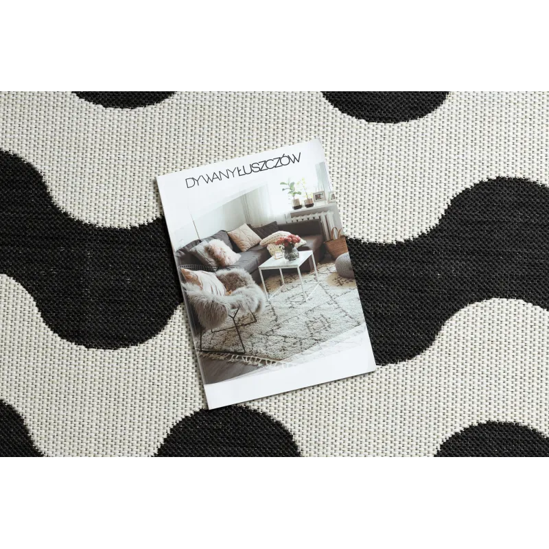 FLAT Sisal Wave Rug Cream/Black