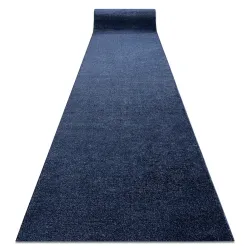 Navy blue SOFTY runner, modern carpet made of soft fabric