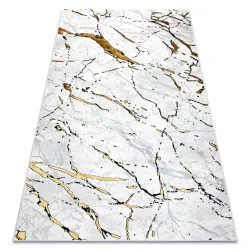 ALLURE 1963 Marble Rug - stylish, structured, glamour white/gold carpet