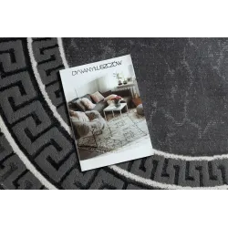 Elegant round rug with Greek key design, grey, perfect for modern interiors