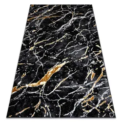 ALLURE 1963 Marble Rug - stylish, structured black/gold glamour carpet