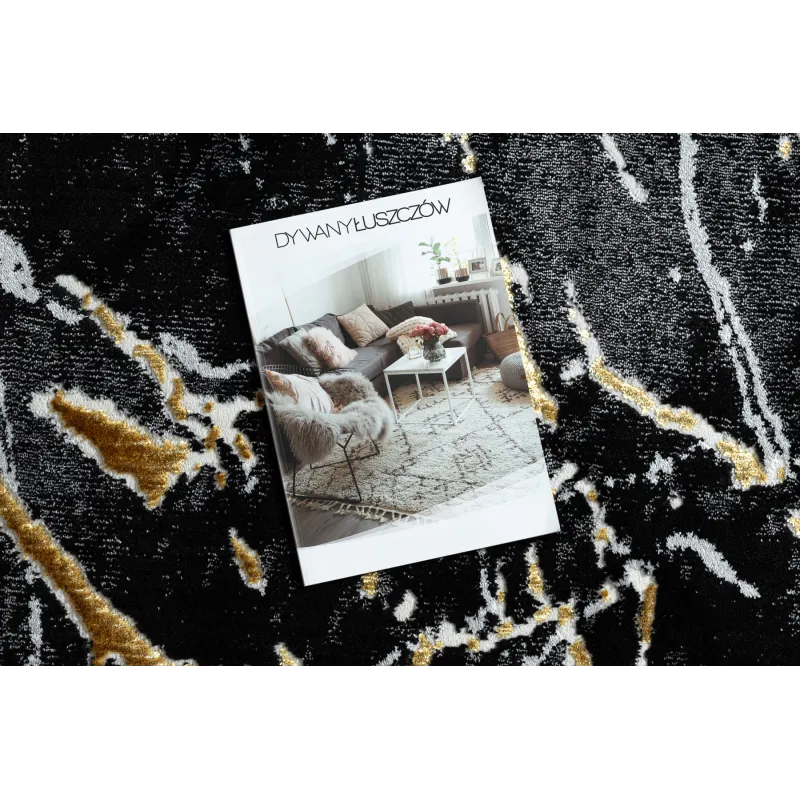 ALLURE 1963 Marble Rug - modern black and gold design