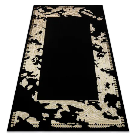 ALLURE 1965 Border Rug - Stylish, structured glamour rug in black and gold